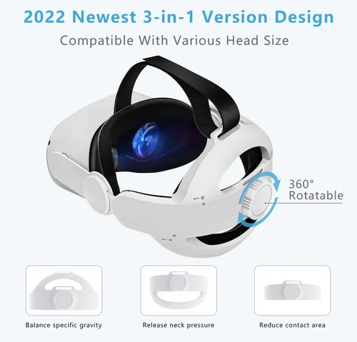 Vista 3 de Saqico Head Strap for Oculus Quest 2 3-in-1 Adjustable Halo Headband Replacement for Elite Strap Enhanced Comfort and Gaming Immersion VR