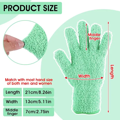 Vista 2 de Molain Guantes de microfibra para quitar el polvo, guantes de limpieza reutilizables y lavables para plantas, limpieza de casa, persianas de coche