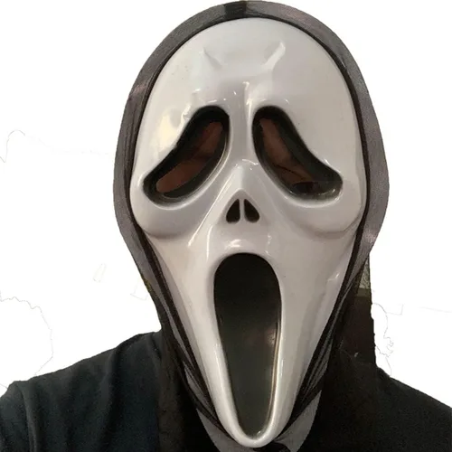 Vista 5 de Timemory Disfraz de esqueleto de Halloween capa de fantasma abrigo de esqueleto con máscara y guantes conjunto de accesorios de disfraz de Halloween