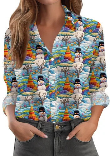 Vista 41 de Camisetas de San Valentín para mujer, camisas con botones, blusas de corazón, elegantes, informales, cuello de solapa, manga larga, suave, cómoda