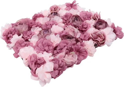 Vista 8 de OUKANING Paquete de 6 paneles de pared de rosas artificiales de seda para fiestas, bodas, flores, telón de fondo de pared para escenario del hogar