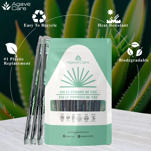 Vista 4 de Paquete de 2000 pajitas envueltas biodegradables de 9.85 pulgadas fabricadas con fibras de agave, una opción natural respetuosa con el medio