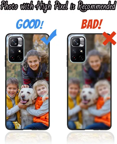 Vista 5 de Funda de teléfono personalizada para Xiaomi Poco M4 Pro 5G (no compatible con Poco M4 Pro), funda delgada de TPU antiarañazos, funda protectora Negro
