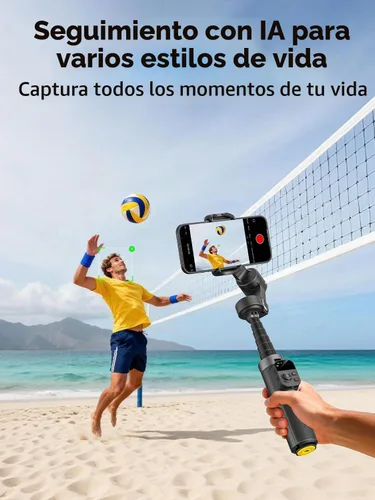 Vista 6 de AOCHUAN Estabilizador de cardán de 3 ejes para iPhone con seguimiento