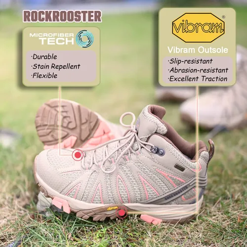Vista 2 de ROCKROOSTER Bedrock - Botas de senderismo impermeables para mujer, transpirables, para exteriores, (OT21066)