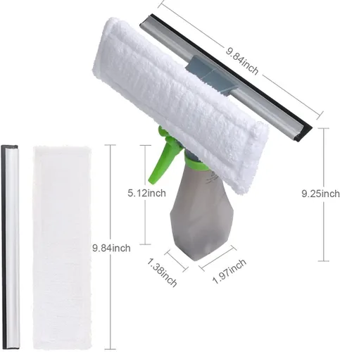 Vista 2 de Limpiador de ventanas 3 en 1, limpiador de ventana de microfibra, herramienta de limpieza de vidrio con botella rociadora para ventana del hogar