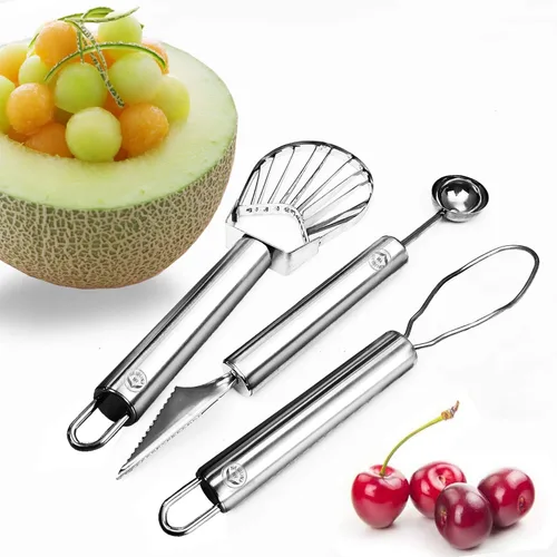 Vista 5 de Herramientas de cocina de acero inoxidable NewlineNY: ayudante de frutas 3 piezas
