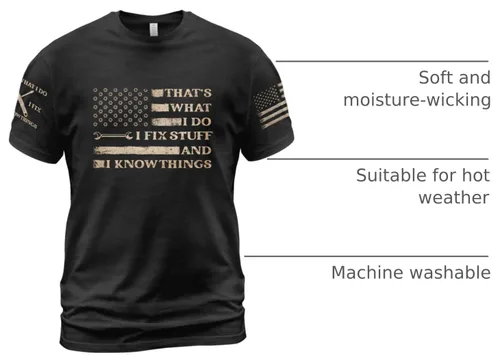Vista 4 de Camiseta I Fix Stuff para hombre, camiseta Know Things 11 Negro