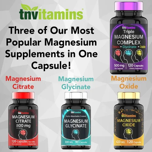 Vista 8 de Complejo Triple Magnesio 500mg (120 Cápsulas) y Glicinato de Magnesio 300mg (90 Cápsulas)