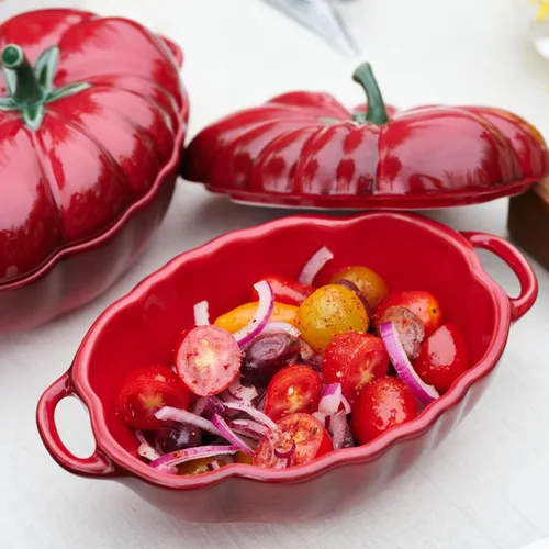 Vista 3 de STAUB Olla holandesa de cerámica Petite Tomato Cocotte, 16 oz, cereza