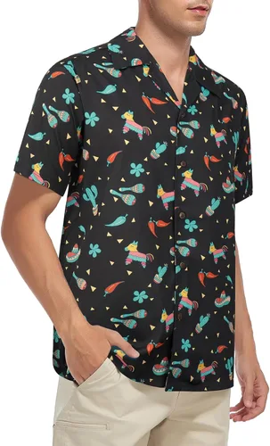 Vista 46 de Camisa hawaiana para hombre, con estampado floral, cómoda, con botones, casual, manga corta, ropa de playa para hombre