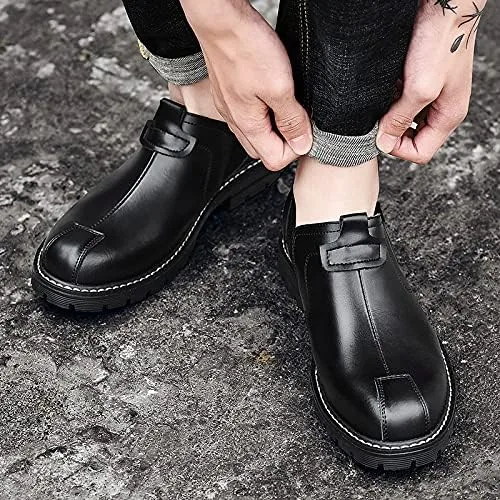 Vista 6 de Zapatos Oxfords para hombres de vestir casual botas para hombre zapato Chelsea cuero formal hombre moda marrón negro amarillo blanco tamaño grande