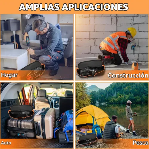 Vista 6 de Paquete de 3 bolsas de herramientas con cremallera, bolsa de herramientas Oxford impermeable de boca ancha, organizador de herramientas de múltiples