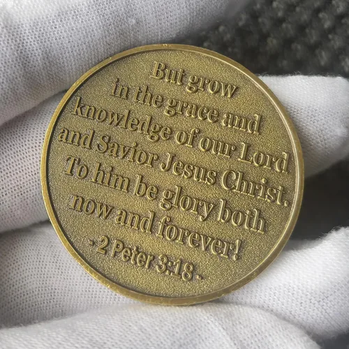 Vista 4 de Growing in Christ - Ficha de bolsillo con versículo bíblico de oro antiguo (4 unidades)