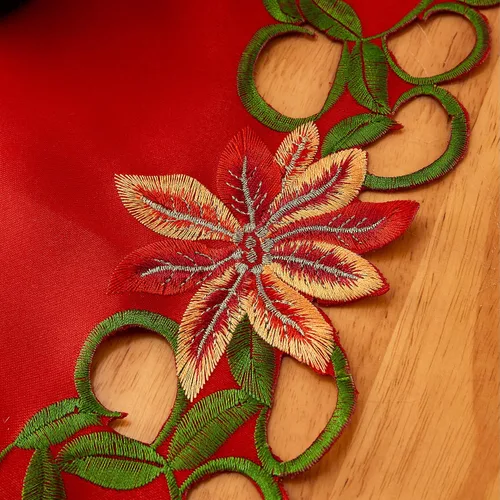 Vista 7 de AMARED Caminos de Mesa Bordados de Navidad con Calados de Hojas Verdes Manteles de Mesa Navideños para Decoraciones de Navidad 15x87 Pulgadas