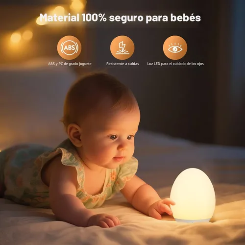 Vista 3 de MediAcous Luz nocturna para niños, Luz de Huevo para Bebé para guardería, 7 colores cambiantes y atenuación continua, lámpara nocturna táctil