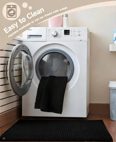 Vista 6 de Tapete de Baño Waffle Mejorado – Ultra Suave, Súper Absorbente y Alfombra Antideslizante con Borlas, Lavable a Máquina, Respaldo de Goma para Baño