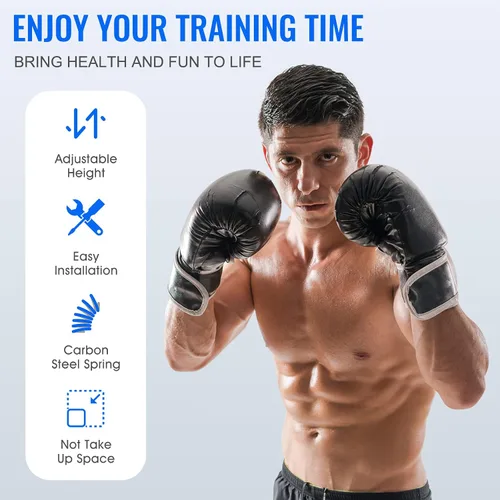 Vista 4 de Reflex Speed Bag - Saco de boxeo de base gruesa, con altura ajustable y resorte reforzado, fuerte y duradero, para boxeador, persona de fitness