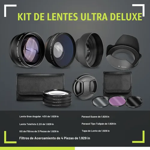Vista 2 de Kit de lentes Ultra Deluxe para EOS M6 II, EOS M50 II, EOS M200 con lente de 0.591-1.772 in, EOS R10, EOS R50, EOS R100 con 0.709-1.772 in, Fuji