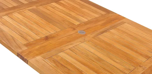 Vista 8 de Mesa de extensión doble ovalada para patio al aire libre, hecha de madera maciza de teca de grado A