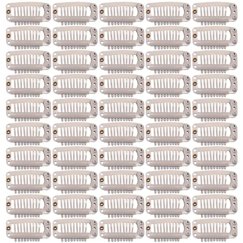 Vista 9 de 50 pinzas para extensiones de cabello de 1.102 in, 8 dientes para extensiones de cabello y extensiones de cabello (negro)