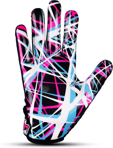 Vista 5 de TAQCHA Jester Cross Eyes Football Gloves - Tacky Sticky Grip Receiver Gloves for Men, Youth, Boys & Kids - Pro Elite Wide Receiver Gear for Game