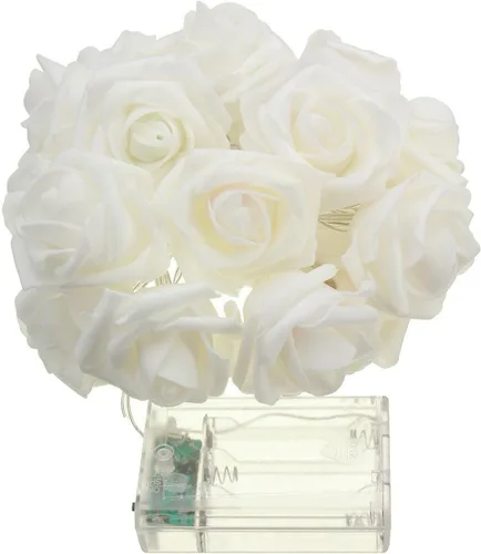 Vista 6 de FULLBELL Guirnalda de luces de hadas con 20 luces LED, funciona con pilas, luz decorativa para boda, día de San Valentín, fiesta de ensueño Blanco