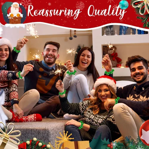 Vista 5 de LEIFIDE 20 pulseras de Navidad con campanas para muñeca, instrumentos musicales agitados, pulsera de ritmo ajustable, para escuela, familia Verde