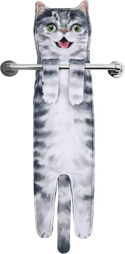 Vista 16 de Divertidas toallas de mano para decoración de baño y cocina, bonita toalla de mano colgante de gato, accesorios de cocina, ideas únicas de regalo