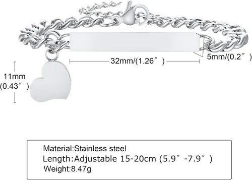 Vista 5 de Pulseras personalizadas de regalo para parejas, pulsera a juego para él y ella, pulsera de cadena cubana de promesa para hombres y mujeres, regalo