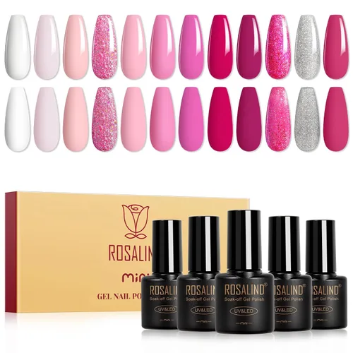 Vista 15 de ROSALIND Esmalte de uñas de gel de ojo de gato con imán, 12 piezas, esmalte de uñas de gel brillante holográfico púrpura azul rojo, esmalte de uñas