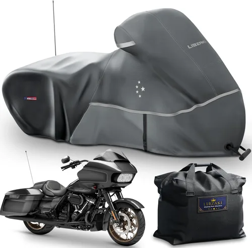 Vista 19 de Funda para motocicleta 420D resistente para todas las estaciones, universal, impermeable, protección al aire libre, 86" XL, funda para vehículo/negro