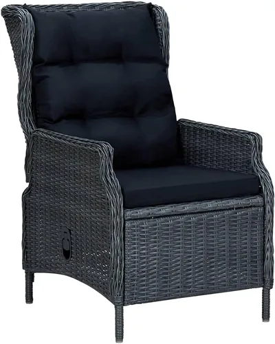 Vista 2 de Ensemble de salle à manger extérieur 9 piezas gris foncé, mesa rectangular et 6 chaises avec primos, résistant aux intempéries pour jardín, terraza