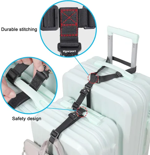 Vista 3 de Vigorport Correas de equipaje, correas de conector de equipaje para maletas, añade una bolsa y conecta tus 2 maletas juntas, accesorios de fijación