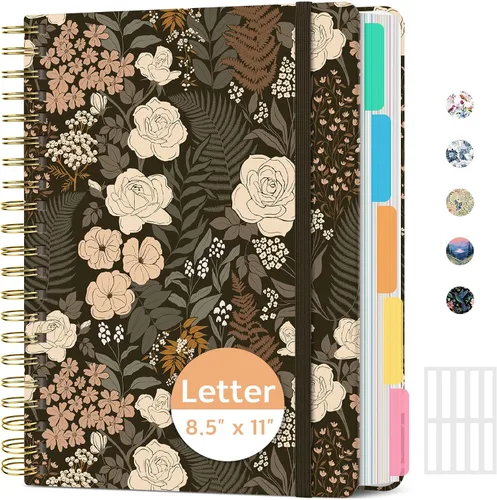 Vista 10 de Taja Cuadernos de espiral para trabajo de 5 materias con divisores K - Vórtice rosa