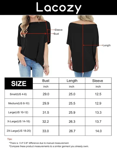 Vista 7 de Lacozy Women Summer Off the Shoulder Tops Twist Knot Batwing Tunic Shirt Blouse