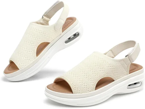 Vista 6 de mysoft Sandalias cómodas para caminar con amortiguación de aire para mujer, zapatos de plataforma de punto transpirable