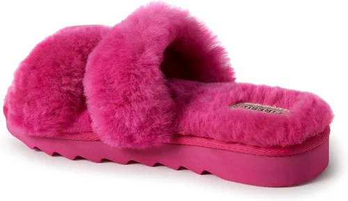 Vista 5 de Dearfoams Fireside Benalla - Pantuflas de piel de oveja de doble banda fácil de poner y quitar para mujer