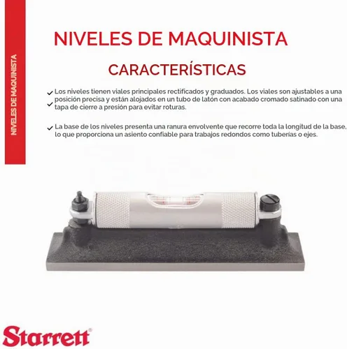 Vista 2 de Starrett Machinists' Level, Ground and Graduated Main Vial, 4" Length