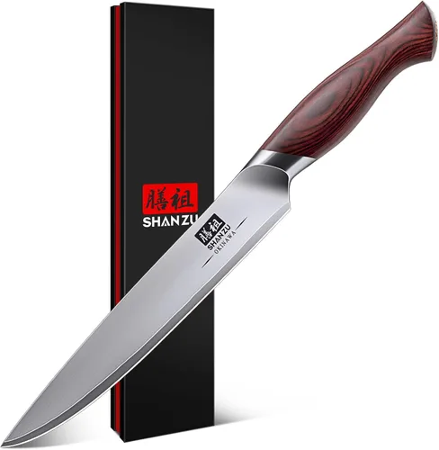 Vista 8 de Cuchillo de pan SHAN ZU de 10 pulgadas, cuchillo de corte de masa ácida ultra afilado, cuchillo de pastel de acero inoxidable de alto carbono