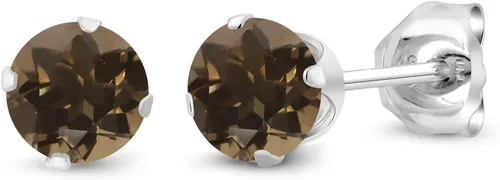 Vista 82 de Gem Stone King Aretes redondos de plata de ley 925 con piedra natal de 0.157 in para mujer