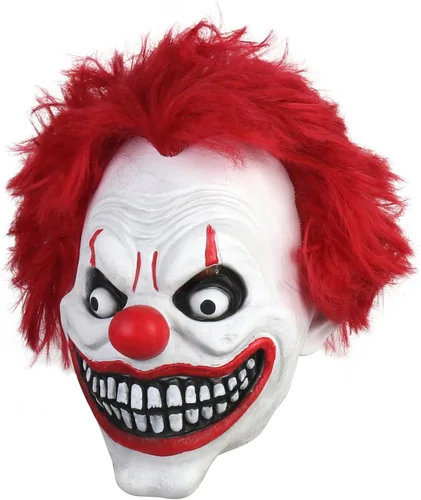 Vista 3 de HOTTERCOS Máscara de payaso malvado aterrador para decoración de disfraces de fiesta de Halloween