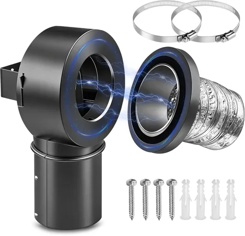 Vista 8 de Acoplamiento magnético de ventilación para secadora, kit de conector magnético de ventilación de secadora DV180, incluye una manguera de ventilación