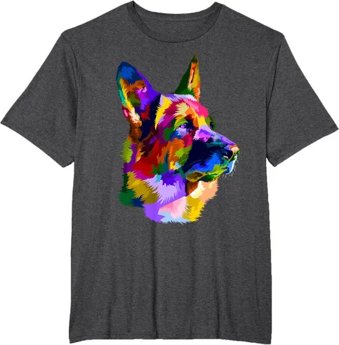 Vista 68 de Camiseta con retrato de pastor alemán para dueños de perros, Negro, S