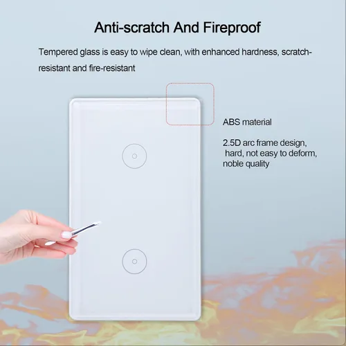 Vista 10 de Zigbee Smart Touch - Interruptor de luz de pared, control de aplicación/voz, visión nocturna, requiere puerta de enlace Tuya