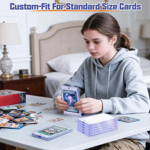 Vista 7 de Kitoyz Tarjetero magnético de 12 quilates para tarjetas intercambiables, funda de tarjetas de béisbol de 35 PT, protectores de tarjetas deportivas
