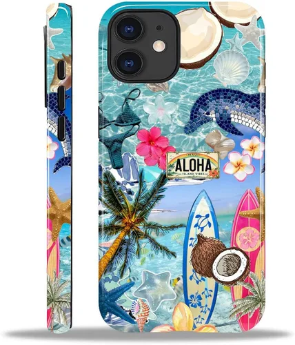 Vista 49 de Funda para iPhone 11, resistente híbrida 2 en 1, protección completa contra golpes con acabado brillante, diseño de collage de tela a cuadros