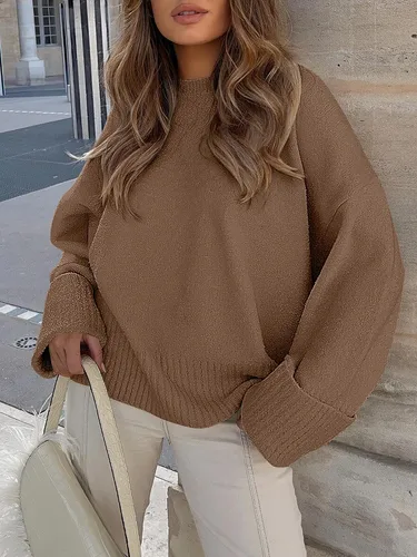 Vista 144 de LOGENE Suéter de gran tamaño para mujer, cuello redondo, manga larga, suave, mullido, suéter de punto 2025 para otoño e invierno