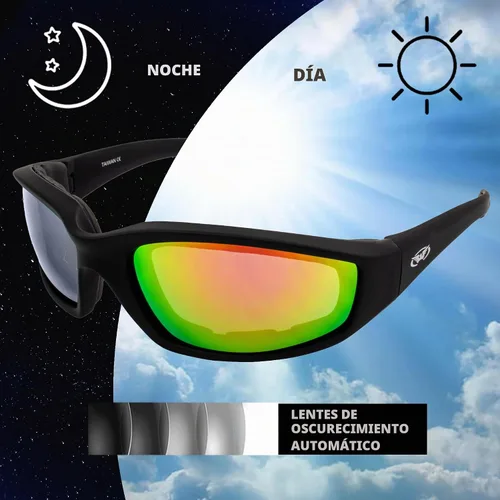 Vista 2 de Global Vision Kickback - Lentes de transición con efecto espejo fotocrómico transparente a rojo con oscurecimiento automático, gafas de conducción