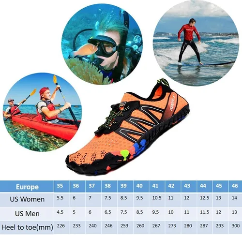 Vista 7 de Zapatos de agua para mujeres y hombres, zapatos acuáticos para llevar a la piscina, playa, navegación, pesca, buceo, aeróbicos y yoga en el agua